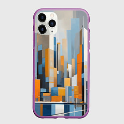 Чехол iPhone 11 Pro матовый Архитектура город живопись, цвет: 3D-фиолетовый