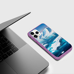 Чехол iPhone 11 Pro матовый Арктика льдины, цвет: 3D-фиолетовый — фото 2