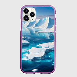 Чехол iPhone 11 Pro матовый Арктика льдины, цвет: 3D-фиолетовый