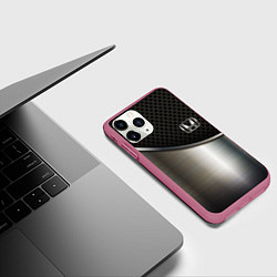 Чехол iPhone 11 Pro матовый Honda metal car, цвет: 3D-малиновый — фото 2