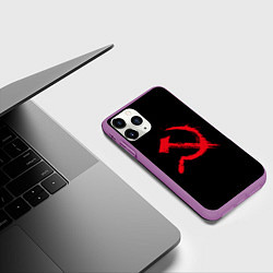 Чехол iPhone 11 Pro матовый СССР логотип серп и молот, цвет: 3D-фиолетовый — фото 2