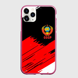 Чехол iPhone 11 Pro матовый СССР краски абстрактные текстура, цвет: 3D-малиновый