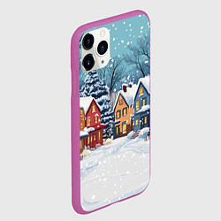 Чехол iPhone 11 Pro матовый Пустой зимний дворик, цвет: 3D-фиолетовый — фото 2