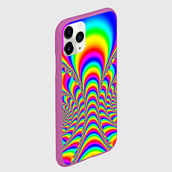 Чехол iPhone 11 Pro матовый Оптические иллюзии волны неон, цвет: 3D-фиолетовый — фото 2