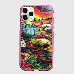 Чехол iPhone 11 Pro матовый Кислотные рисунки психоделика, цвет: 3D-малиновый