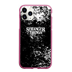 Чехол iPhone 11 Pro матовый Stranger things брызги красок, цвет: 3D-малиновый