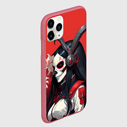 Чехол iPhone 11 Pro матовый Девушка с макияжем калавера, цвет: 3D-малиновый — фото 2
