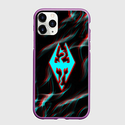 Чехол iPhone 11 Pro матовый Skyrim flame glitch, цвет: 3D-фиолетовый
