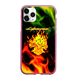 Чехол iPhone 11 Pro матовый Cyberpunk 2077 fere steel, цвет: 3D-малиновый