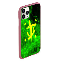 Чехол iPhone 11 Pro матовый Doom storm green, цвет: 3D-малиновый — фото 2