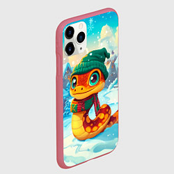 Чехол iPhone 11 Pro матовый Змейка в сказочном городе, цвет: 3D-малиновый — фото 2