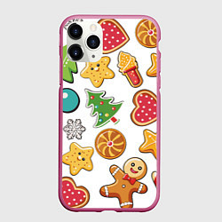 Чехол iPhone 11 Pro матовый Новогодние сладости, цвет: 3D-малиновый