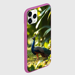 Чехол iPhone 11 Pro матовый Стоящий рядом с ананасами и пальмами в солнечных л, цвет: 3D-фиолетовый — фото 2