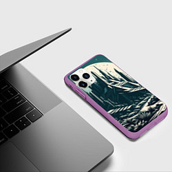 Чехол iPhone 11 Pro матовый Фантастика город, цвет: 3D-фиолетовый — фото 2
