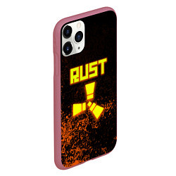 Чехол iPhone 11 Pro матовый RUST брызги красок лого, цвет: 3D-малиновый — фото 2