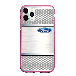 Чехол iPhone 11 Pro матовый FORD metal steel auto, цвет: 3D-малиновый