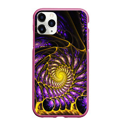 Чехол iPhone 11 Pro матовый Fractal illusion steel, цвет: 3D-малиновый