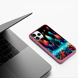 Чехол iPhone 11 Pro матовый Neon fantastic metropolis - vaporwave, цвет: 3D-малиновый — фото 2