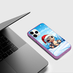 Чехол iPhone 11 Pro матовый Змейка на зимней опушке, цвет: 3D-фиолетовый — фото 2