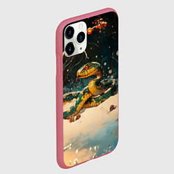 Чехол iPhone 11 Pro матовый Зеленая змея в ночном лесу, цвет: 3D-малиновый — фото 2