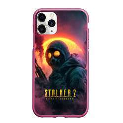 Чехол iPhone 11 Pro матовый Stalker 2 радиоактивный фон, цвет: 3D-малиновый