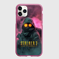 Чехол iPhone 11 Pro матовый Stalker 2 радиоактивный дым, цвет: 3D-малиновый