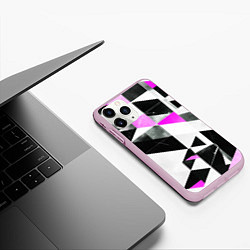 Чехол iPhone 11 Pro матовый Black and pink abstraction on a white background, цвет: 3D-розовый — фото 2