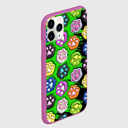 Чехол iPhone 11 Pro матовый Паттерн лапка слайм, цвет: 3D-фиолетовый — фото 2