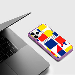Чехол iPhone 11 Pro матовый Абстракция геометрические фигуры, цвет: 3D-фиолетовый — фото 2