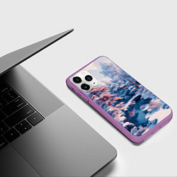 Чехол iPhone 11 Pro матовый Японская зима в сельской местности, цвет: 3D-фиолетовый — фото 2
