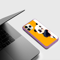 Чехол iPhone 11 Pro матовый Медведь панда выглядывает из-за угла, цвет: 3D-фиолетовый — фото 2
