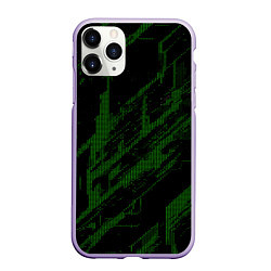 Чехол iPhone 11 Pro матовый Зелёные точки на чёрном фоне, цвет: 3D-светло-сиреневый