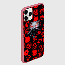 Чехол iPhone 11 Pro матовый The Witcher anime pattern, цвет: 3D-малиновый — фото 2
