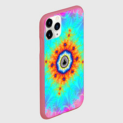 Чехол iPhone 11 Pro матовый Неоновый фрактальный узор психоделика, цвет: 3D-малиновый — фото 2