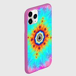 Чехол iPhone 11 Pro матовый Неоновый фрактальный узор психоделика, цвет: 3D-фиолетовый — фото 2