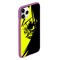 Чехол iPhone 11 Pro матовый Cyberpunk 2077 тексутар, цвет: 3D-фиолетовый — фото 2