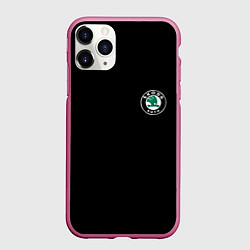 Чехол iPhone 11 Pro матовый Skoda logo auto, цвет: 3D-малиновый