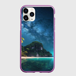 Чехол iPhone 11 Pro матовый Island beach, цвет: 3D-фиолетовый