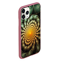 Чехол iPhone 11 Pro матовый Оптический узор фракталы, цвет: 3D-малиновый — фото 2