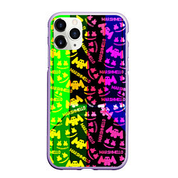 Чехол iPhone 11 Pro матовый Marshmello pattern neon steel, цвет: 3D-светло-сиреневый