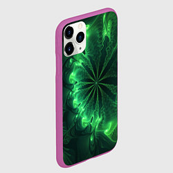 Чехол iPhone 11 Pro матовый Оптический зелёный фрактал, цвет: 3D-фиолетовый — фото 2