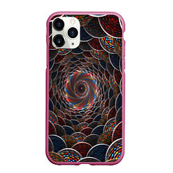 Чехол iPhone 11 Pro матовый Оптические волны абстракция, цвет: 3D-малиновый