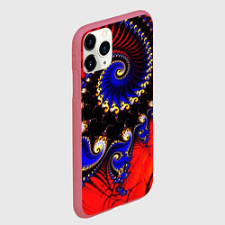 Чехол iPhone 11 Pro матовый Оптический узор фракталы завитки, цвет: 3D-малиновый — фото 2