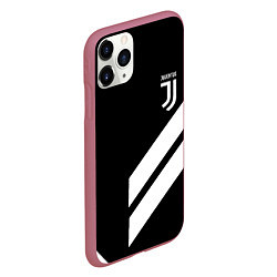 Чехол iPhone 11 Pro матовый Juventus line white, цвет: 3D-малиновый — фото 2