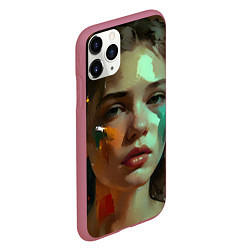 Чехол iPhone 11 Pro матовый Портрет девушки искусство, цвет: 3D-малиновый — фото 2