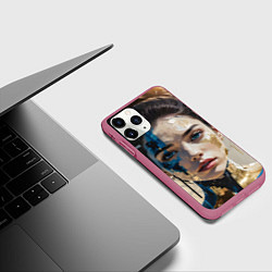 Чехол iPhone 11 Pro матовый Art портрет, цвет: 3D-малиновый — фото 2