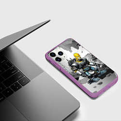 Чехол iPhone 11 Pro матовый Homer Simpson cool cyborg - ai art fantasy, цвет: 3D-фиолетовый — фото 2