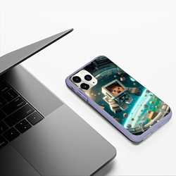 Чехол iPhone 11 Pro матовый An astronaut in outer space - Minecraft, цвет: 3D-светло-сиреневый — фото 2