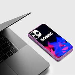 Чехол iPhone 11 Pro матовый Sonic neon flame, цвет: 3D-фиолетовый — фото 2
