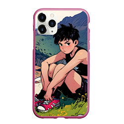 Чехол iPhone 11 Pro матовый A girl anime, цвет: 3D-малиновый